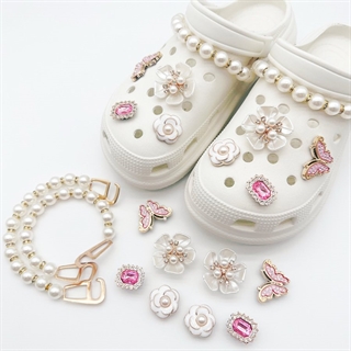 Crocs charms med blomster, sommerfugle og perler – 10 stk.